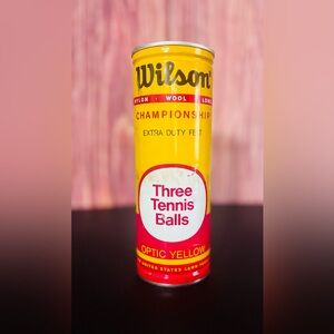 Vintage Wilson Championship Optic Yellow Tennis Balls in unopened metal can